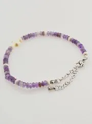 Bracelet with Cross and Purple Glass Beads