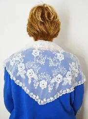 Embroidered Mantilla Veil - White