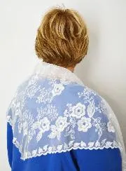 Embroidered Mantilla Veil - White