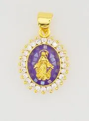 Purple Miraculous Virgin Medal - 17mm