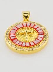 Medal with Cross and Red Enamel - 22mm