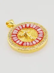 Medal with Cross and Red Enamel - 22mm