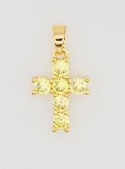 Cross Pendant with Zircons - Amber