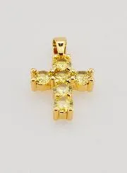 Cross Pendant with Zircons - Amber