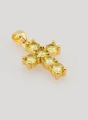 Cross Pendant with Zircons - Amber