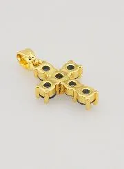 Cross Pendant with Zircons - Blue