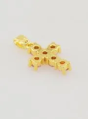 Cross Pendant with Zircons - Pink