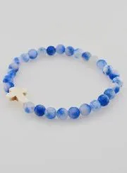 Religious Bracelet with Cross - Blue Jade