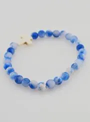 Religious Bracelet with Cross - Blue Jade