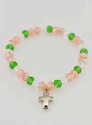 Bracelet with Cross - Multicoloured Glass Beads