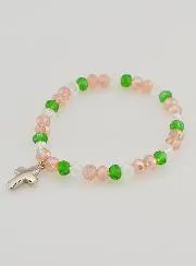 Bracelet with Cross - Multicoloured Glass Beads