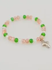 Bracelet with Cross - Multicoloured Glass Beads