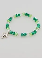 Bracelet with Cross and Glass Beads - Green