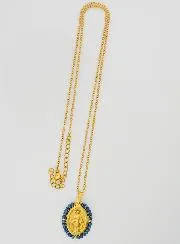 Miraculous Medal Necklace – Blue Beads