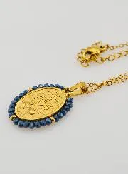 Miraculous Medal Necklace – Blue Beads