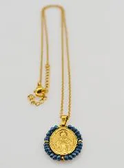 Miraculous Medal Necklace – Blue Beads