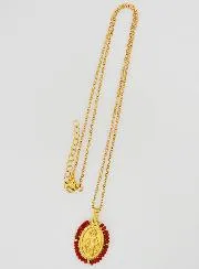 Miraculous Medal Faceted Beads with Necklace – Red