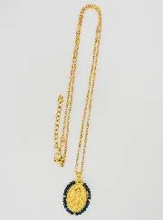 Miraculous Medal Faceted Beads with Necklace – Dark Blue