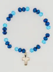 Bracelet with Cross and Glass Beads - Blue