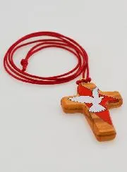 Wooden Cross Pendant Holy Spirit with Cord