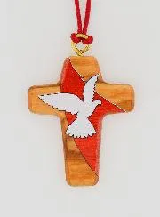 Wooden Cross Pendant Holy Spirit with Cord