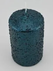 Glitter Christmas Candle – Blue-Green
