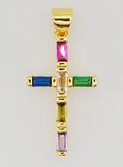Multicoloured Cross Pendant - 23mm