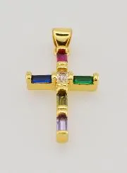 Multicoloured Cross Pendant - 23mm