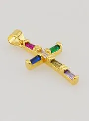 Multicoloured Cross Pendant - 23mm