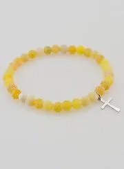 Religious Bracelet with Cross and Agate - Yellow