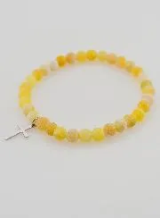 Religious Bracelet with Cross and Agate - Yellow