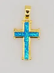 Blue Cross Pendant - 17mm