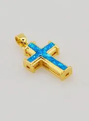 Blue Cross Pendant - 17mm