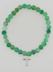Religious Bracelet with Cross and Agate – Green