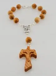 Olive Wood Decade Rosary - Tau Cross