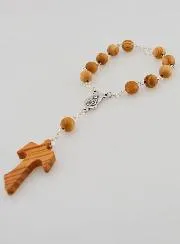 Olive Wood Decade Rosary - Tau Cross