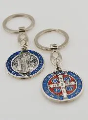 Colourful Saint Benedict Medal Keyring