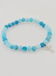 Religious Bracelet with Cross and Agate – Blue