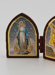 Mini Diptych Icon – Our Lady of Miracles and Saint Michael