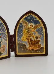 Mini Diptych Icon – Our Lady of Miracles and Saint Michael