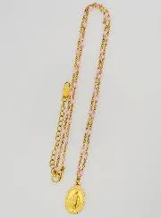 Beaded Necklace with Miraculous Medal – Pink