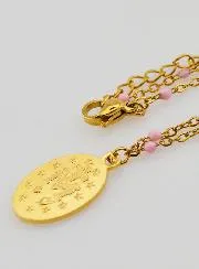 Beaded Necklace with Miraculous Medal – Pink