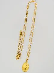 Miraculous Medal and Beaded Necklace – White