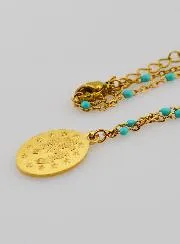 Miraculous Medal and Beaded Necklace – Turquoise