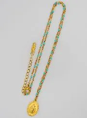 Miraculous Medal and Beaded Necklace – Turquoise