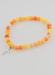 Religious Bracelet with Cross and Agate – Orange