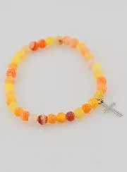 Religious Bracelet with Cross and Agate – Orange
