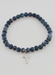 Religious Bracelet with Cross and Agate – Black