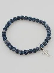 Religious Bracelet with Cross and Agate – Black