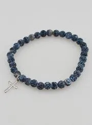 Religious Bracelet with Cross and Agate – Black